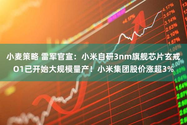 小麦策略 雷军官宣：小米自研3nm旗舰芯片玄戒O1已开始大规模量产！小米集团股价涨超3%