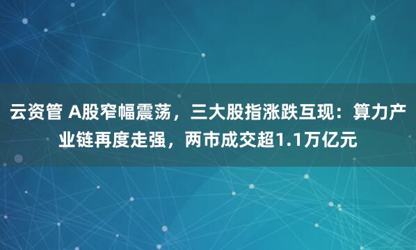 云资管 A股窄幅震荡，三大股指涨跌互现：算力产业链再度走强，两市成交超1.1万亿元