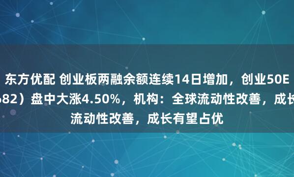 东方优配 创业板两融余额连续14日增加，创业50ETF（159682）盘中大涨4.50%，机构：全球流动性改善，成长有望占优